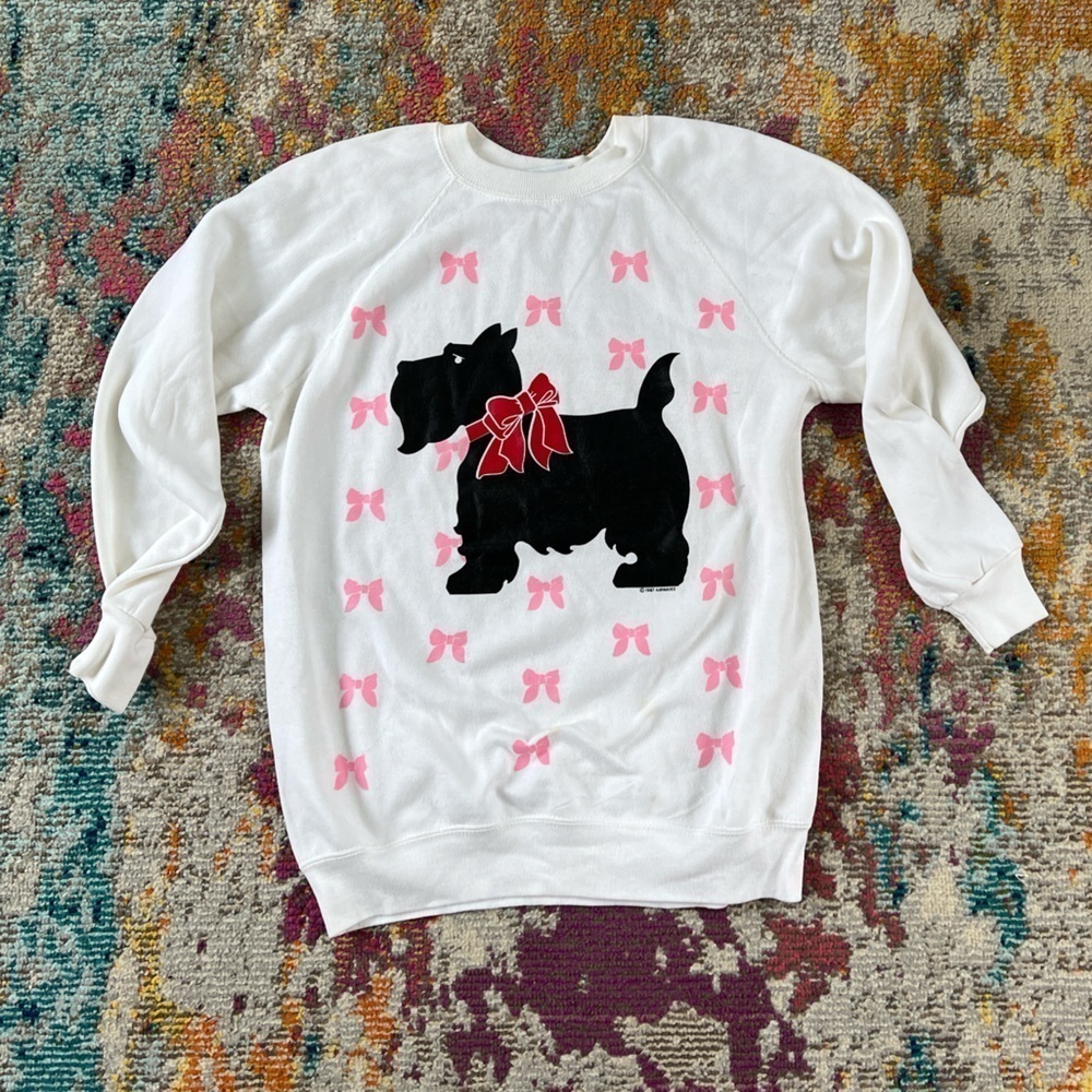 Vintage 80s Scottish Terrier Dog breed 1980s Crewneck Dog Lover Sweatshirt